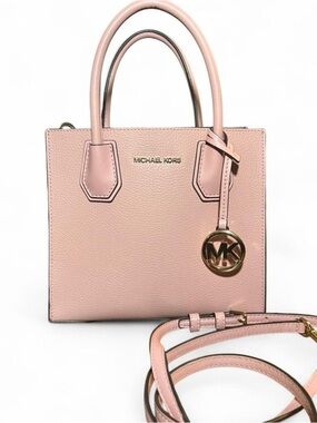 Michael Kors Pink Leather Satchel with MK Pendant